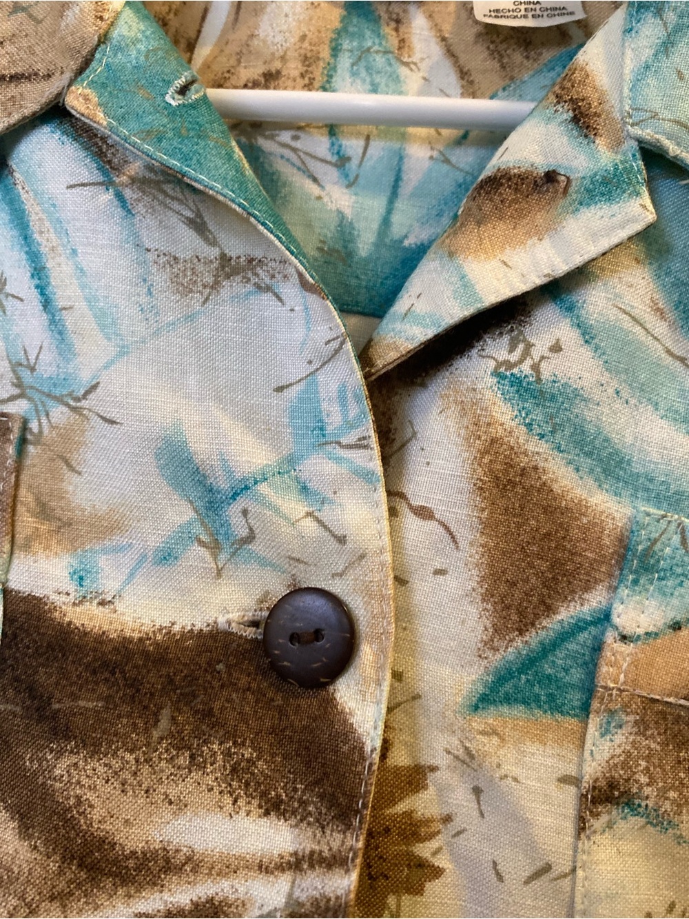 Alfred Dunner Teal and Brown Floral Button-Front Shirt Jacket - Picture 3 of 4